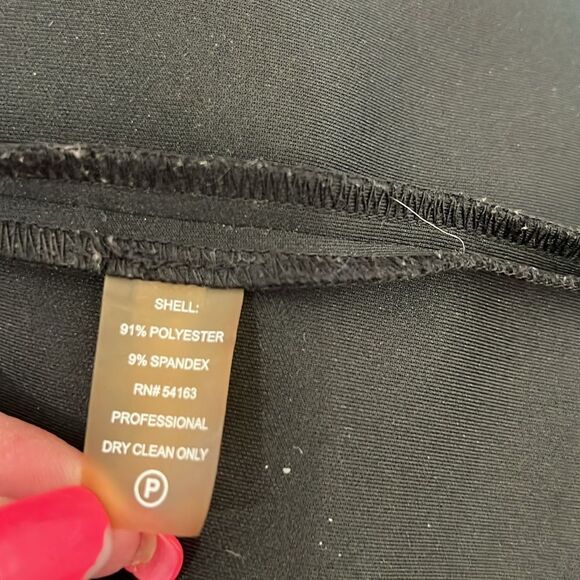 Calvin Klein Black Gold Zipper Sleeveless Sheath Midi Dress Scoop Neck Slimming - Picture 10 of 11